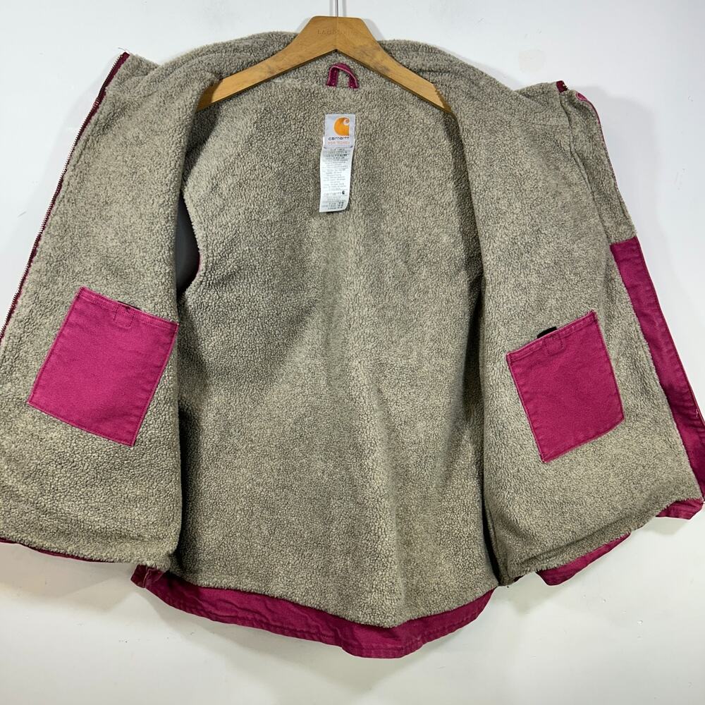 Carhartt Y2K Vest WOMENS Size XL WV001 Rose Sandstone Mock Neck Sherpa-Lined - Picture 3 of 5
